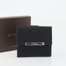 GUCCI GG Canvas Bifold Wallet Black Silver 112664 Auth BA14621A-25