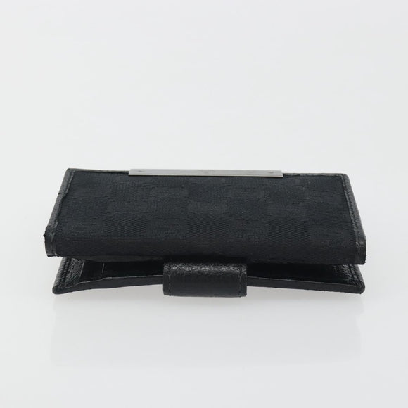 GUCCI GG Canvas Bifold Wallet Black Silver 112664 Auth BA14621A