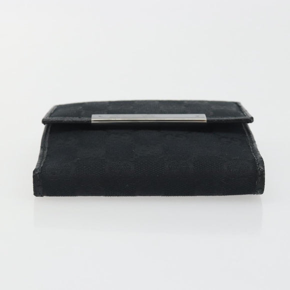 GUCCI GG Canvas Bifold Wallet Black Silver 112664 Auth BA14621A