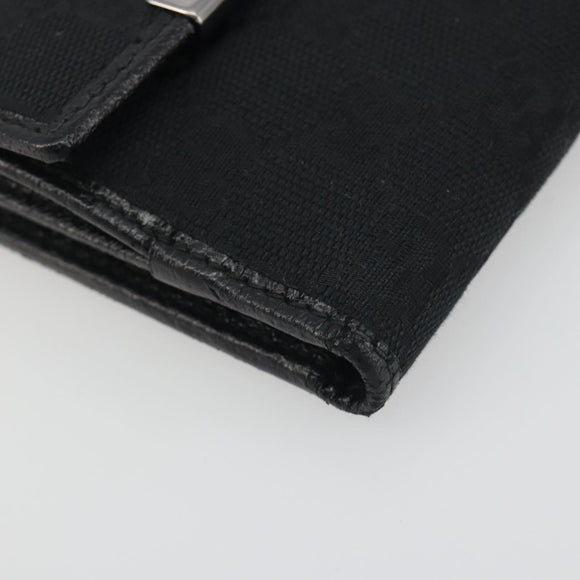 GUCCI GG Canvas Bifold Wallet Black Silver 112664 Auth BA14621A