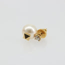VALENTINO Earring Metal Gold Tone White Auth BA14622V-10