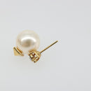 VALENTINO Earring Metal Gold Tone White Auth BA14622V-13
