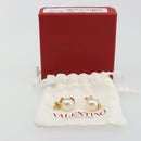VALENTINO Earring Metal Gold Tone White Auth BA14622V-14