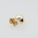 VALENTINO Earring Metal Gold Tone White Auth BA14622V-5