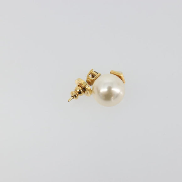 VALENTINO Earring Metal Gold Tone White Auth BA14622V