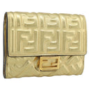 FENDI Zucca Mamma Bifold Wallet Leather Gold Tone 8M0419 Auth BA14623A-1