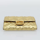 FENDI Zucca Mamma Bifold Wallet Leather Gold Tone 8M0419 Auth BA14623A-7