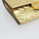 FENDI Zucca Mamma Bifold Wallet Leather Gold Tone 8M0419 Auth BA14623A-9