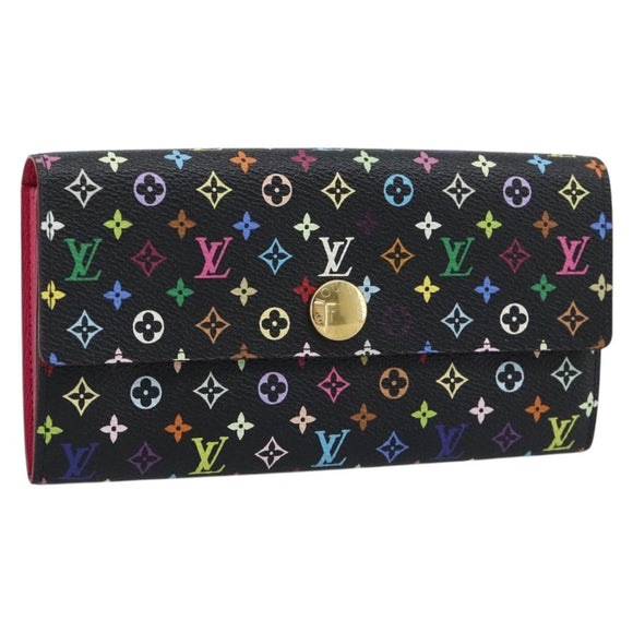 LOUIS VUITTON Monogram Multicolor Portefeiulle Sarah Black M60668 Auth BA14625V