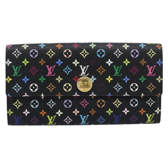 LOUIS VUITTON Monogram Multicolor Portefeiulle Sarah Black M60668 Auth BA14625V