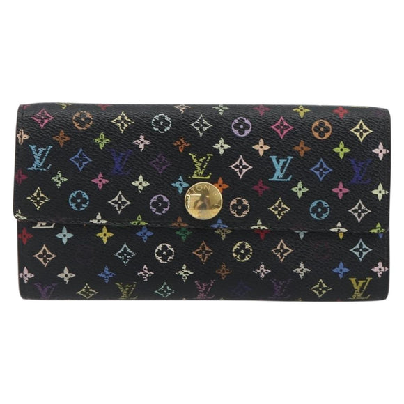 LOUIS VUITTON Monogram Multicolor Portefeiulle Sarah Black M60668 Auth BA14628
