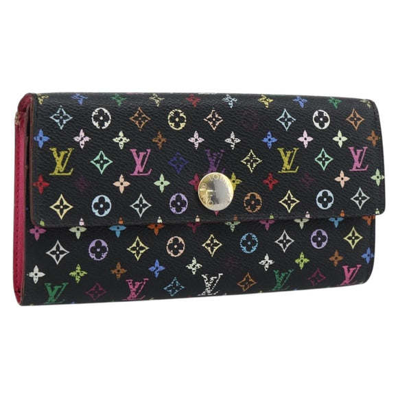 LOUIS VUITTON Monogram Multicolor Portefeiulle Sarah Black M60668 Auth BA14629
