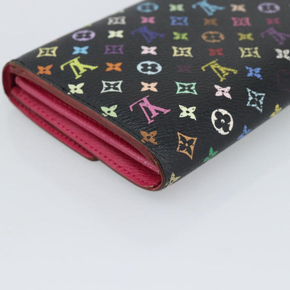 LOUIS VUITTON Monogram Multicolor Portefeiulle Sarah Black M60668 Auth BA14629