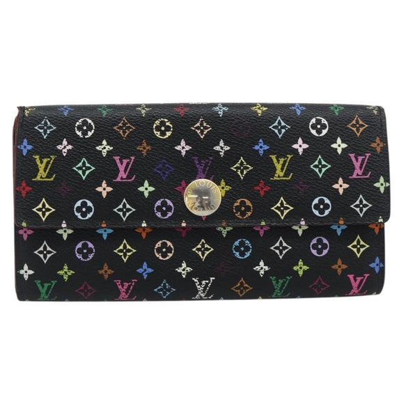 LOUIS VUITTON Monogram Multicolor Portefeiulle Sarah Black M60668 Auth BA14629