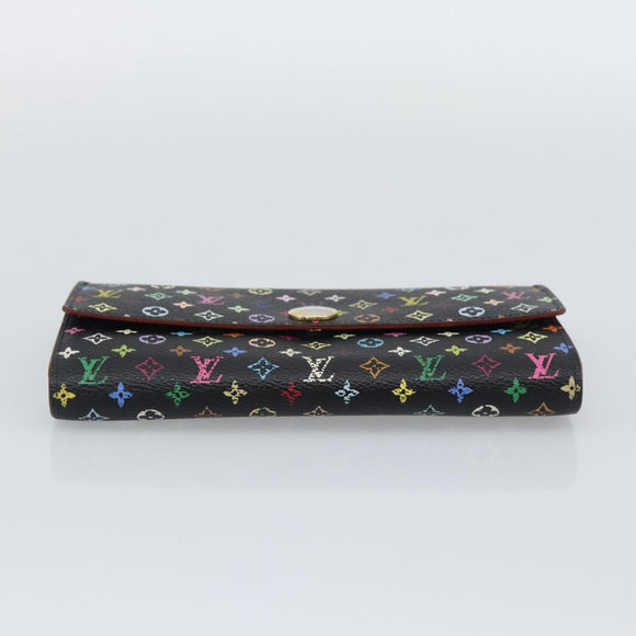 LOUIS VUITTON Monogram Multicolor Portefeiulle Sarah Black M60668 Auth BA14629