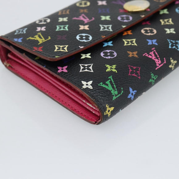 LOUIS VUITTON Monogram Multicolor Portefeiulle Sarah Black M60668 Auth BA14629