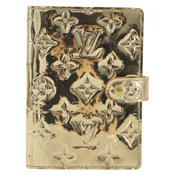 LOUIS VUITTON Monogram Miroir Agenda PM Planner Cover Gold R20962 Auth BA14630A
