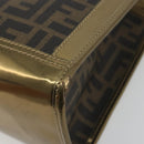 FENDI Zucca Tote Bag PVC Leather Brown Gold Tone 8BH189 Auth BA14632-15