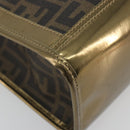 FENDI Zucca Tote Bag PVC Leather Brown Gold Tone 8BH189 Auth BA14632-16