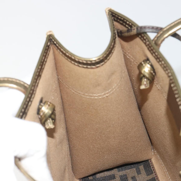 FENDI Zucca Tote Bag PVC Leather Brown Gold Tone 8BH189 Auth BA14632