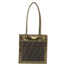 FENDI Zucca Tote Bag PVC Leather Brown Gold Tone 8BH189 Auth BA14632-2