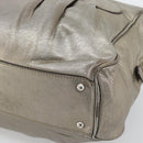 Salvatore Ferragamo Gancini Hand Bag Leather Champagne Gold Silver Auth BA14633A-15