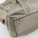 Salvatore Ferragamo Gancini Hand Bag Leather Champagne Gold Silver Auth BA14633A-16