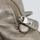 Salvatore Ferragamo Gancini Hand Bag Leather Champagne Gold Silver Auth BA14633A-10