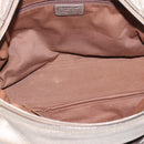 Salvatore Ferragamo Gancini Hand Bag Leather Champagne Gold Silver Auth BA14633A-11