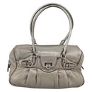 Salvatore Ferragamo Gancini Hand Bag Leather Champagne Gold Silver Auth BA14633A-13