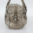 Salvatore Ferragamo Gancini Hand Bag Leather Champagne Gold Silver Auth BA14633A-3