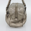 Salvatore Ferragamo Gancini Hand Bag Leather Champagne Gold Silver Auth BA14633A-4