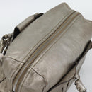 Salvatore Ferragamo Gancini Hand Bag Leather Champagne Gold Silver Auth BA14633A-6