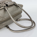 Salvatore Ferragamo Gancini Hand Bag Leather Champagne Gold Silver Auth BA14633A-7