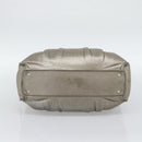 Salvatore Ferragamo Gancini Hand Bag Leather Champagne Gold Silver Auth BA14633A-5