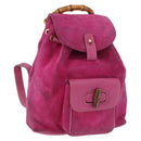 GUCCI Bamboo Backpack Suede Pink Gold Tone 003 1705 0080 Auth BA14635-1