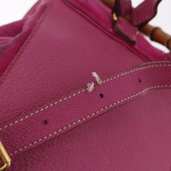 GUCCI Bamboo Backpack Suede Pink Gold Tone 003 1705 0080 Auth BA14635