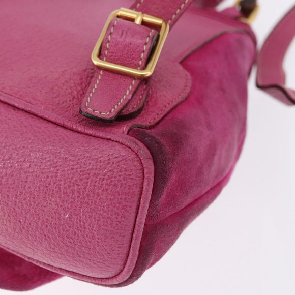 GUCCI Bamboo Backpack Suede Pink Gold Tone 003 1705 0080 Auth BA14635