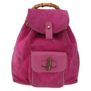 GUCCI Bamboo Backpack Suede Pink Gold Tone 003 1705 0080 Auth BA14635-13