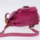 GUCCI Bamboo Backpack Suede Pink Gold Tone 003 1705 0080 Auth BA14635-4