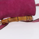 GUCCI Bamboo Backpack Suede Pink Gold Tone 003 1705 0080 Auth BA14635-7