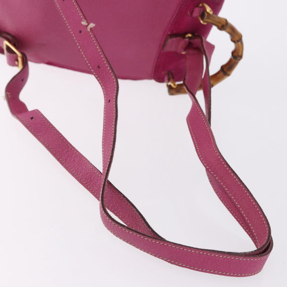 GUCCI Bamboo Backpack Suede Pink Gold Tone 003 1705 0080 Auth BA14635