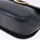 Salvatore Ferragamo Gancini Shoulder Bag Leather Navy Gold Tone Auth BA14636-14