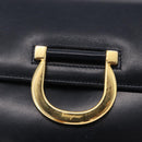 Salvatore Ferragamo Gancini Shoulder Bag Leather Navy Gold Tone Auth BA14636-17