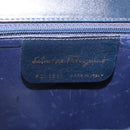 Salvatore Ferragamo Gancini Shoulder Bag Leather Navy Gold Tone Auth BA14636-11