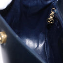 Salvatore Ferragamo Gancini Shoulder Bag Leather Navy Gold Tone Auth BA14636-20