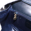 Salvatore Ferragamo Gancini Shoulder Bag Leather Navy Gold Tone Auth BA14636-21