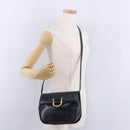 Salvatore Ferragamo Gancini Shoulder Bag Leather Navy Gold Tone Auth BA14636-23