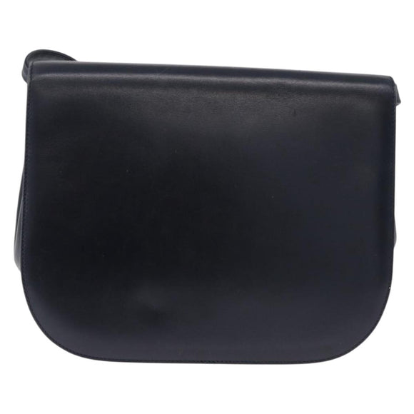 Salvatore Ferragamo Gancini Shoulder Bag Leather Navy Gold Tone Auth BA14636
