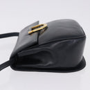 Salvatore Ferragamo Gancini Shoulder Bag Leather Navy Gold Tone Auth BA14636-4